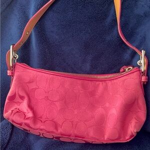 Coach Signature Pink Jacquard Mini Shoulder Bag Y2K 2004 Style 6371